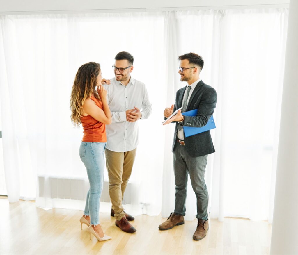 real estate agent showing the property contract