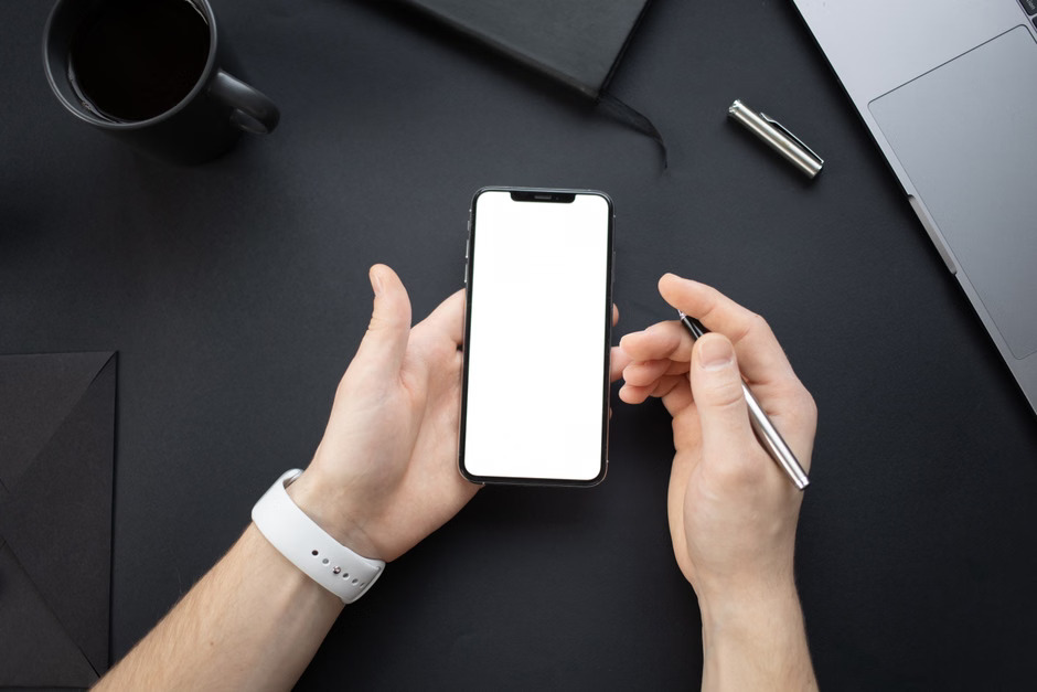 Notary using a digital notary journal app on a smartphone to securely store notary records